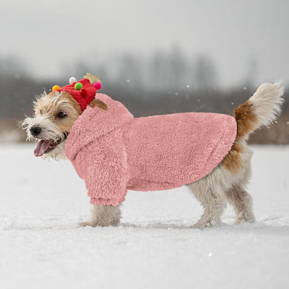 Fuzzy Dog Sweaters for Small Dogs Dog Hoodie Soft Double-Sided Plush Fleece Sweater Clothes Coats