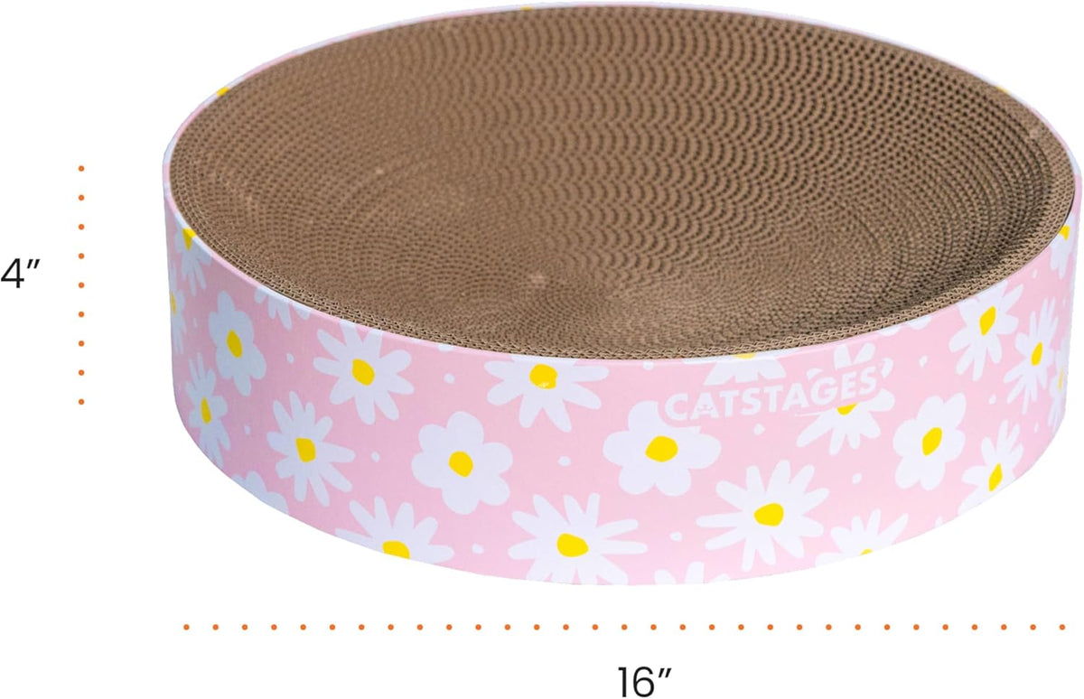 Catstages Scratch & Snuggle Daisy Two-in-One Corrugated Cat Scratcher and Lounging Spot, Floral