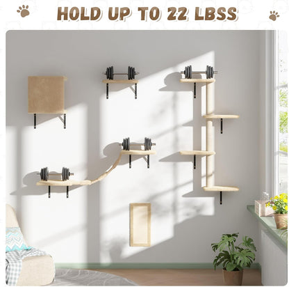COZIWOW Wall Mounted Cat Furniture, Cat Wall Shelves and Perches, Floating Cat Shelves for Wall Set