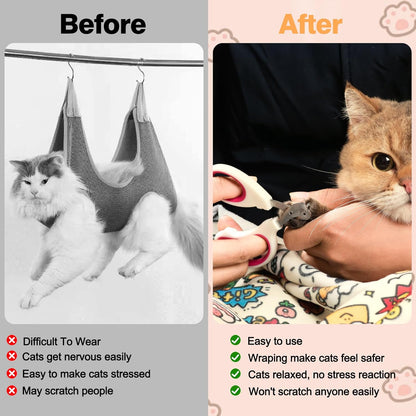 21.7" Cat Grooming Wrap Cat Wrap for Cutting Nails Cat Restraint for Nail Clipping Cat Swaddle Wrap