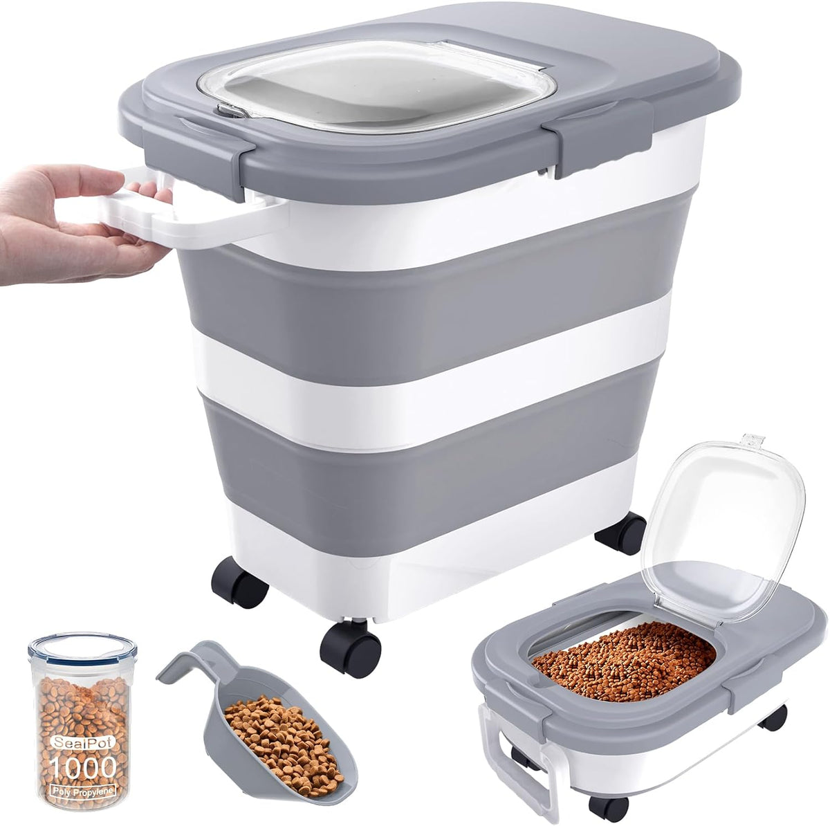 23-25 Lbs Airtight Dog Food Storage Container,Collapsible Dog Food Container with
