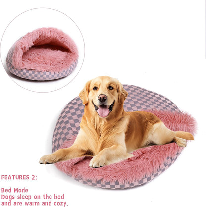 Cat Bed Hooded Plush Nest with Self-Warming Cozy Cave, Calming Anti-Anxiety Pet Bed for Indoor Cats