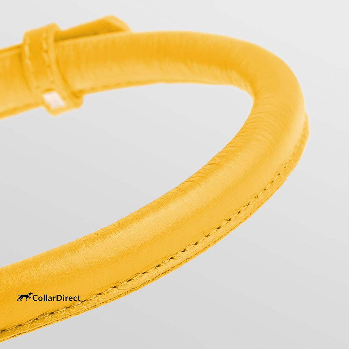 CollarDirect Rolled Leather Dog Collar, Soft Padded Round Puppy Collar, Handmade Genuine Leather