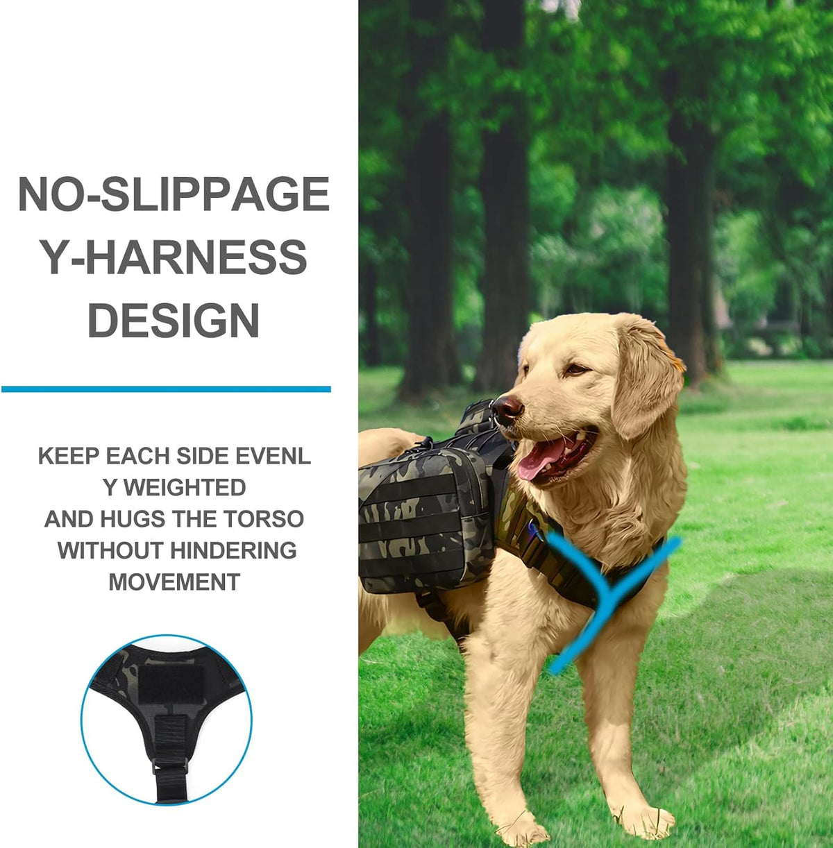 BYGD Dog Saddle Backpack for Hiking, Lightweight Waterproof Harness with Removable Bags for Large