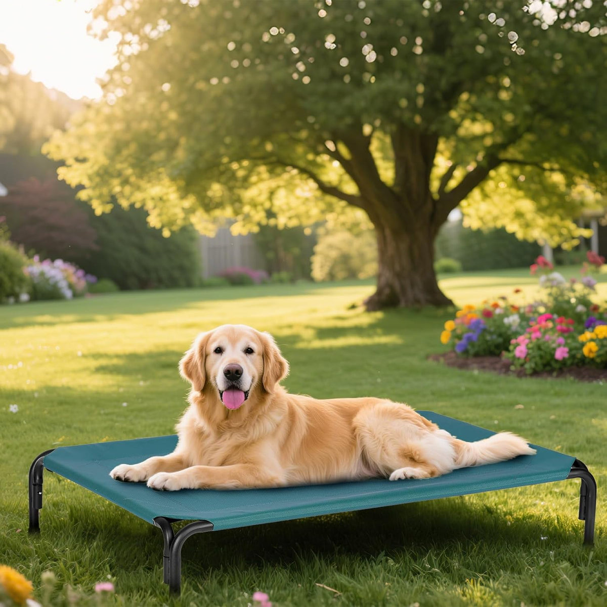 Elevated Dog Bed for Outdoor, XXXL Raised Dogs Cot with Washable Mesh, Cooling Pet Beds Chew Proof