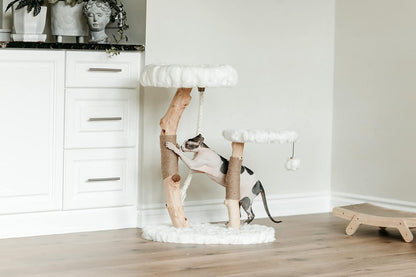 Mau Lifestyle Luxury Cat Tree: Modern Cat Condo & Luxury Wood Cat Tower; Natural Branch Scratching
