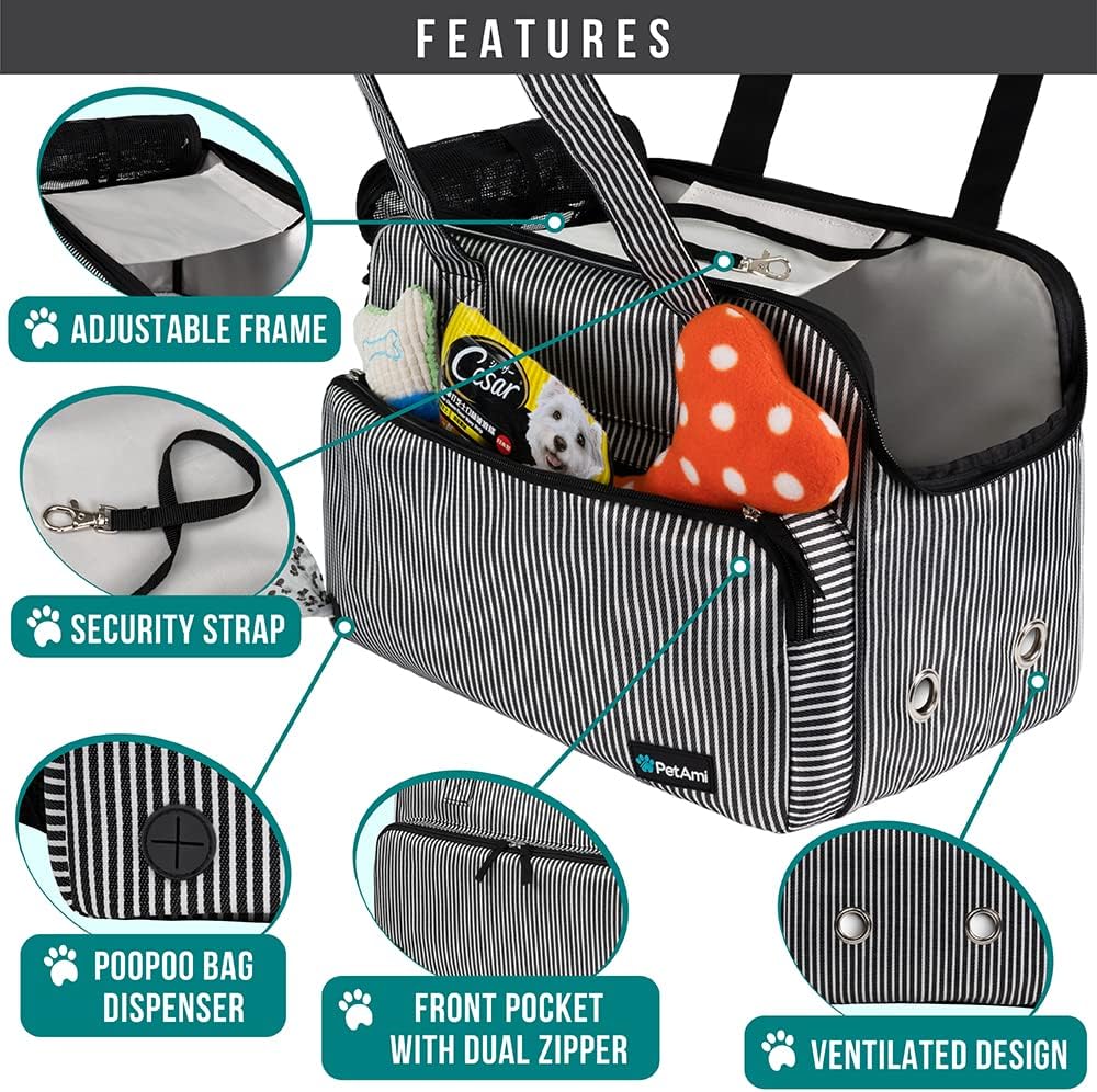 PetAmi Small Dog Purse Carrier, Soft-Sided Pet Carrier Bag with Pockets, Portable Puppy Cat Travel