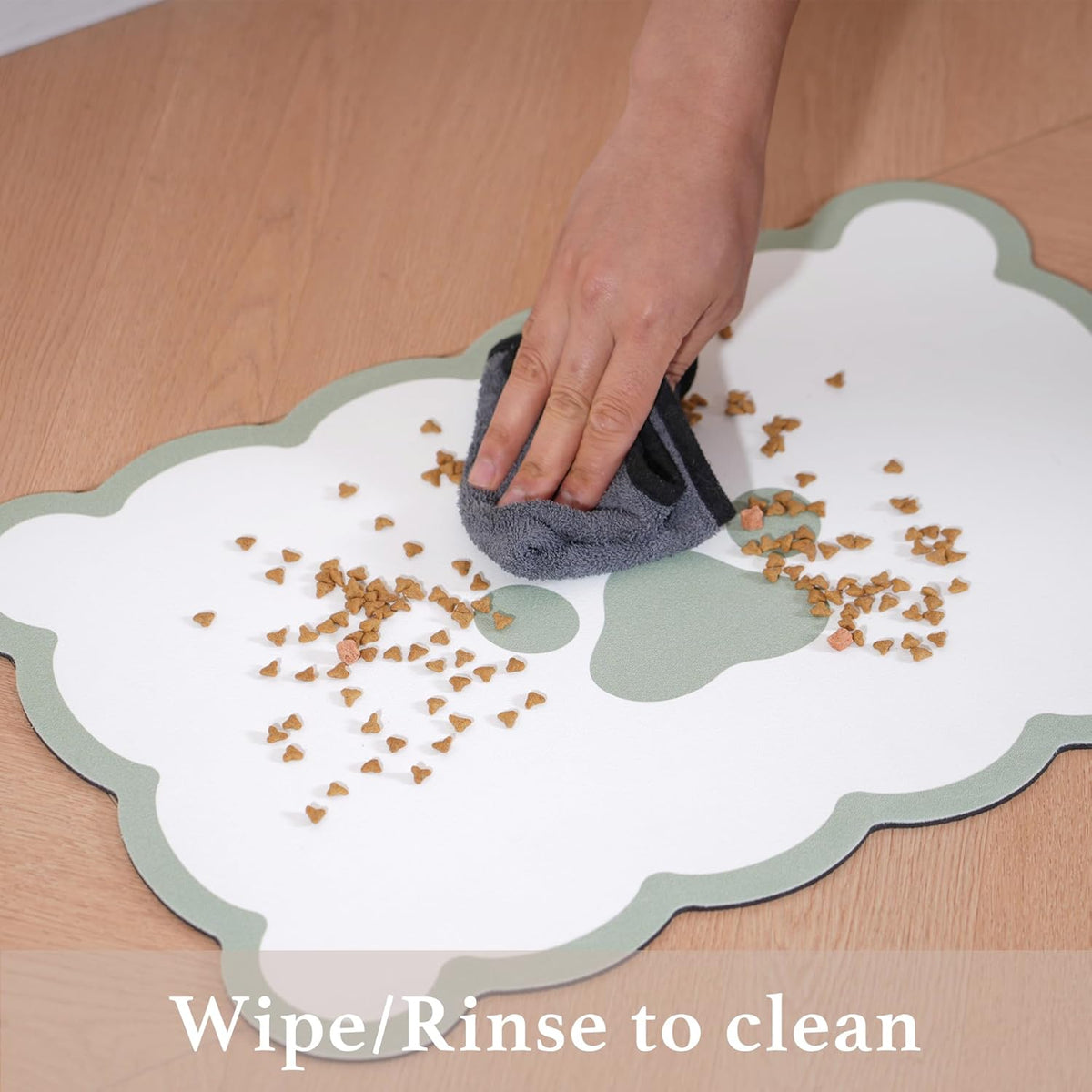 Ralxion Scalloped Dog Feeding Mat, Absorbent Mats for Dog Food and Water Bowl, Dispenser, Cute
