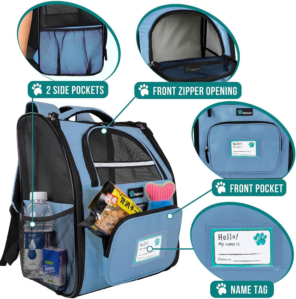 PetAmi Dog Backpack Carrier for Small Large Cat, Pet, Puppy, Ventilated Pet Hiking Backpack Travel