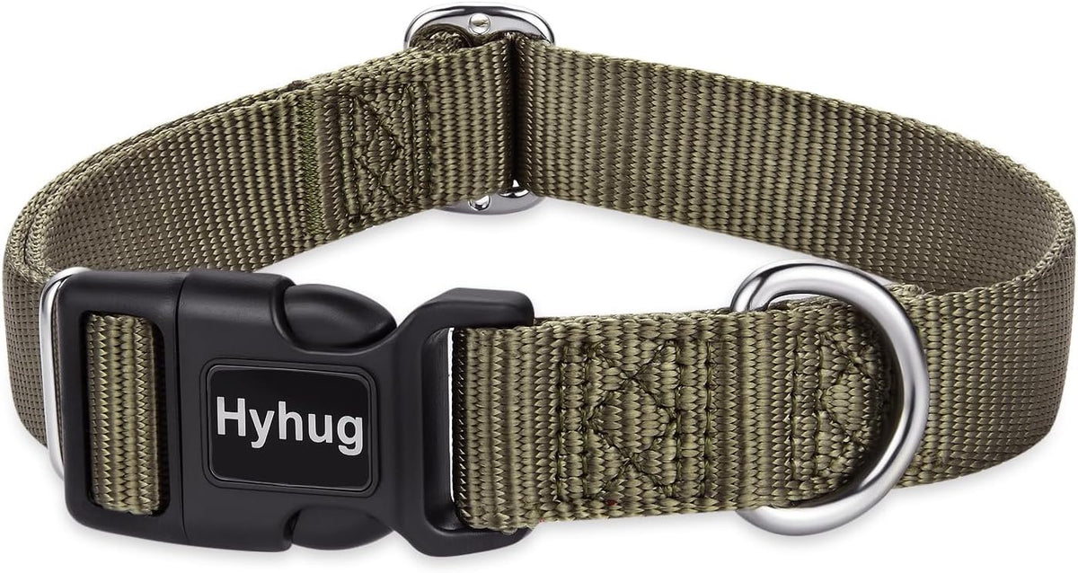 Hyhug Pets Classic Regular Heavy Duty Nylon Dog Basic Collar for Medium Dogs Daily Use Walking
