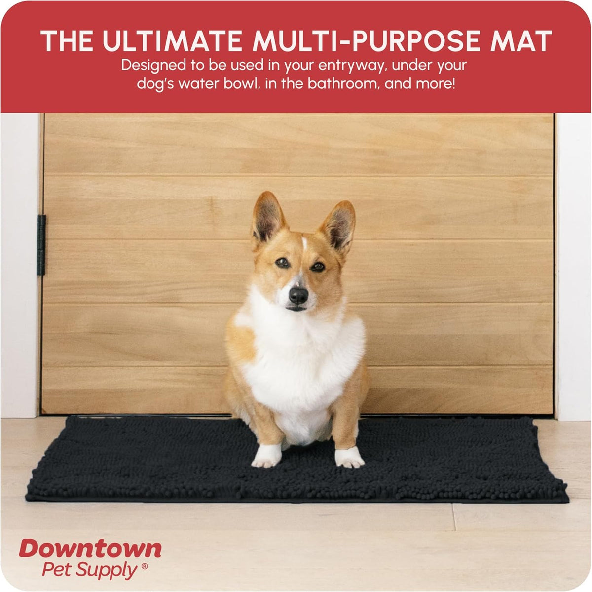 My Doggy Place Microfiber Dog Mat for Muddy Paws, 31" x 20" Black - Absorbent and Quick-Drying Dog