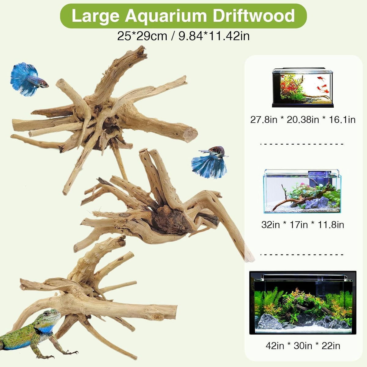 Tfwadmx Aquarium Driftwood, 7-11" Spider Wood Sinkable Driftwood for Fish Tank Decorations Natural