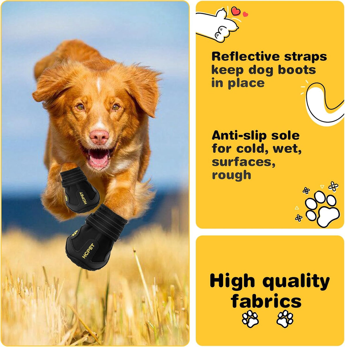 Hcpet Dog Shoes, Dog Boots for Small Dogs, Waterproof Medium Dog Booties Paw Protector for Summer