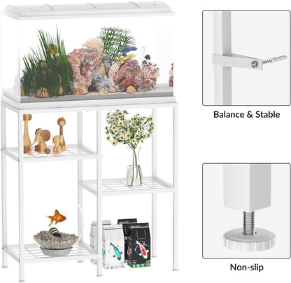 20 Gallon Fish Tank Stand White Metal Aquarium Stand Turtle Tank Stand Reptile Tank Stands 3 Tier