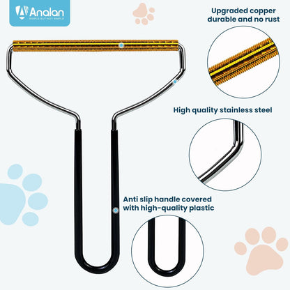 3 in 1 Analan Cat Brush Pet Hair Remover for Dog & Cat, Self-Cleaning Slicker Brush for Pet