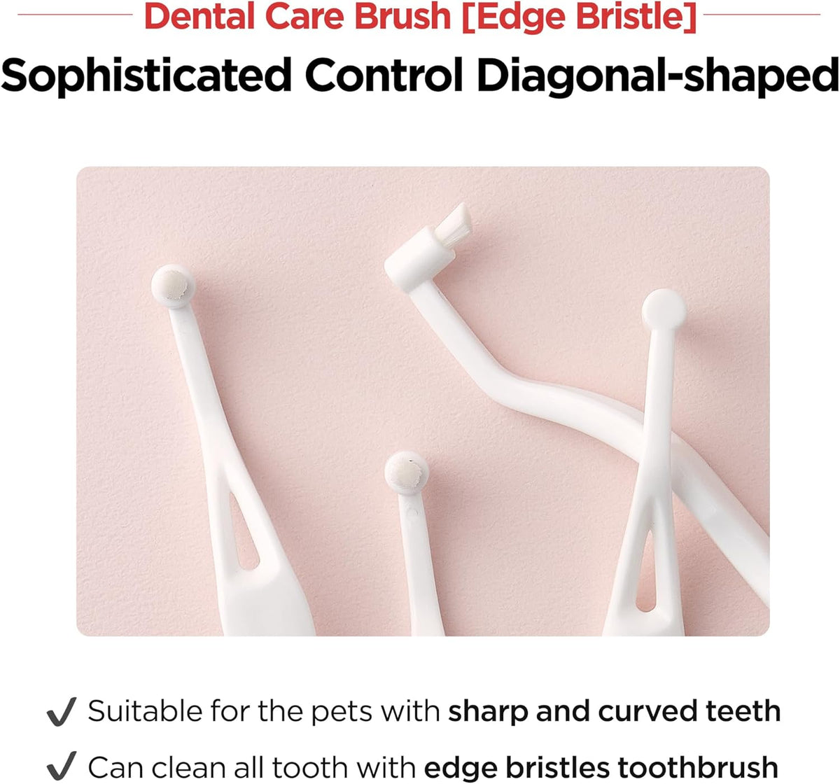JAYU PET Dental Care Brush (Edge Bristles) 1ea - Micro Round Head Dog Toothbrush, Cat Toothbrush