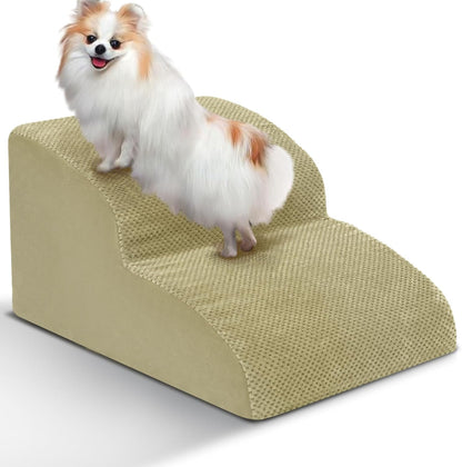 Dog Stairs for Small Dogs - High Density Foam Pet Steps, Extra Wide Dog Ramp with Non-Slip Bottom