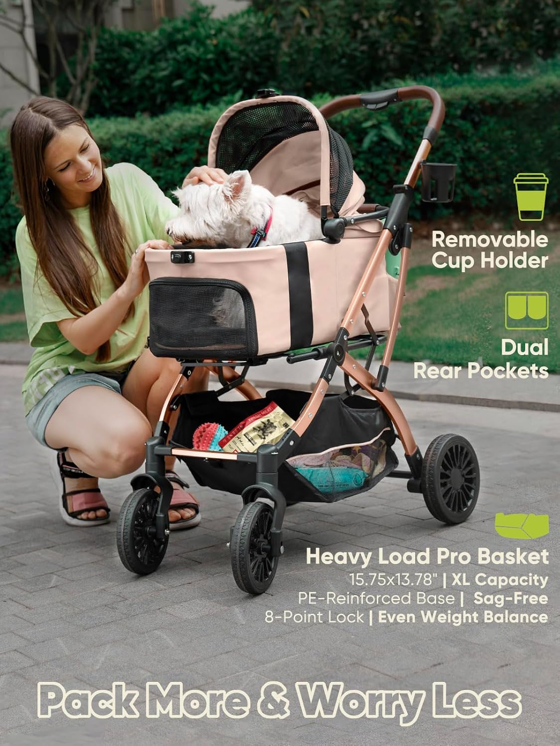 Dog Stroller, Cat Strollers, 5-in-1 Pet Stroller with Detachable Waterproof Carrier for