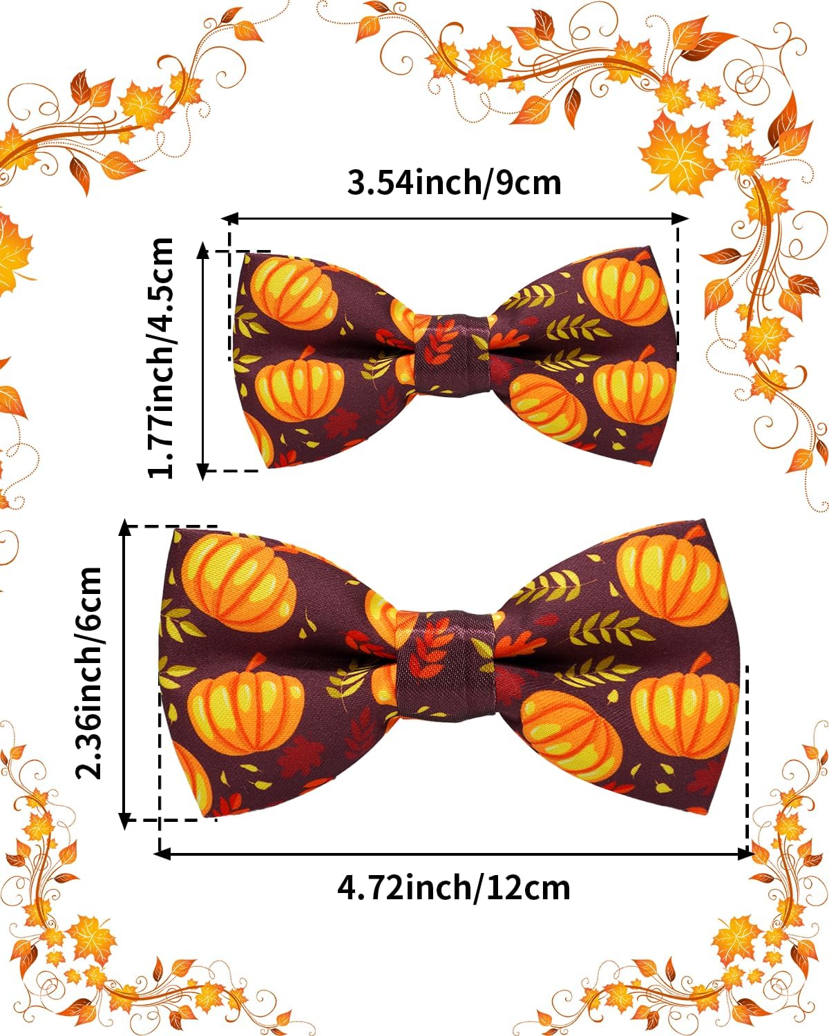 PET SHOW 10 Pack Thanksgiving Big Dog Bow Ties for Large Medium Dogs Sliding Collar Attachments
