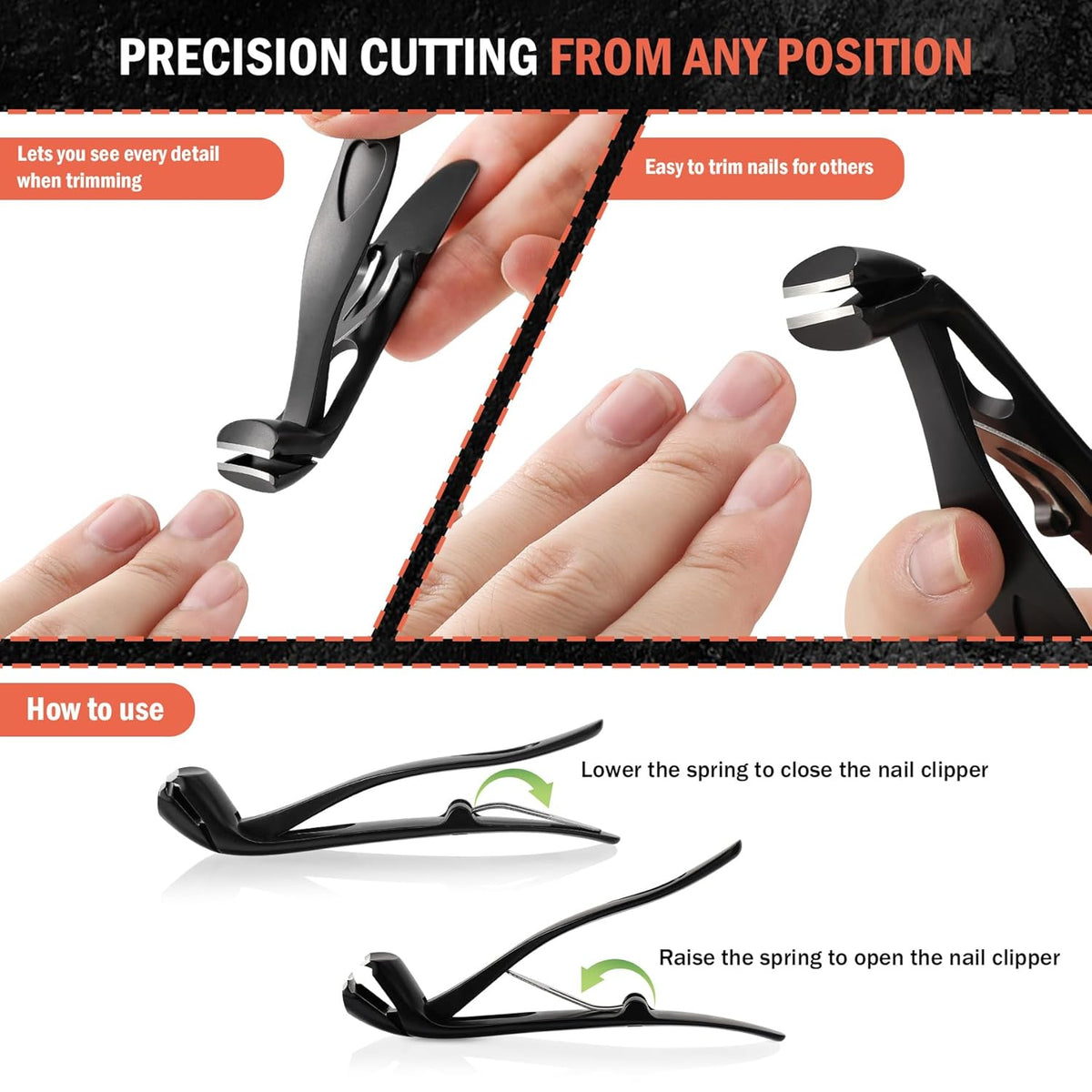 BEZOX Angled Head Toe Nail Clippers for Seniors for Thick Nails - Ergonomic Toenails Clipper for