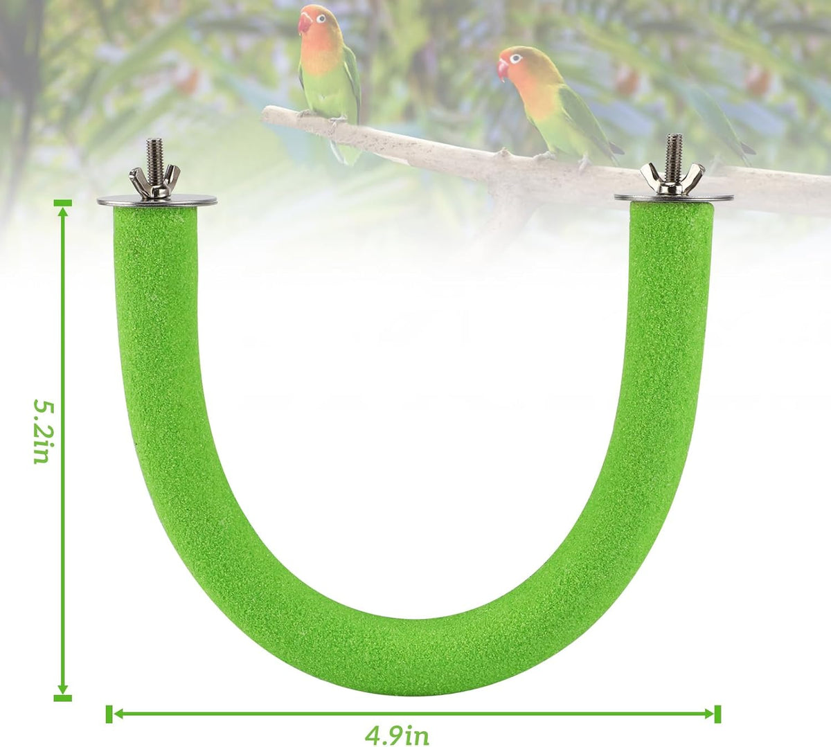 Rypet U Shape Parrot Perch Stand Toy for Paw Grinding Clean Stick Exercise, Rough-Surfaced Quartz