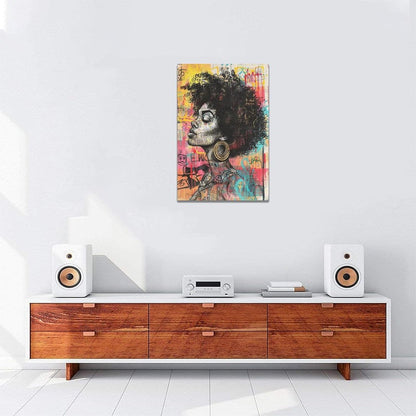 Quorin African American Wall Art Banksy Graffiti Black Woman Pictures Black Girl Wall Decor Canvas