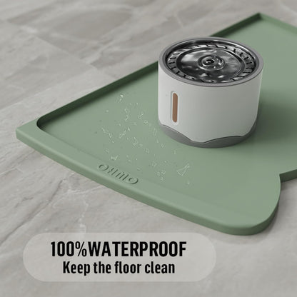 OHMO Dog Food Mat(Sage Green, 24 * 15'') w/Residue Collection Pocket Silicone Pet Feeding Mat for