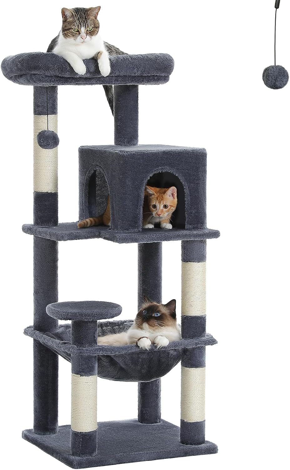 PETEPELA 45.7" Cat Tree for Indoor Cats, 5-Level Cat Tower for Large Cats with Metal Frame Large