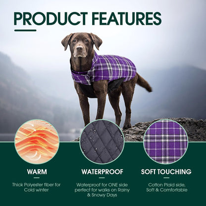 Kuoser Warm Dog Coat, Waterproof Dog Jacket for Extra Large Dogs, Adjustable Durable XXL Doggie