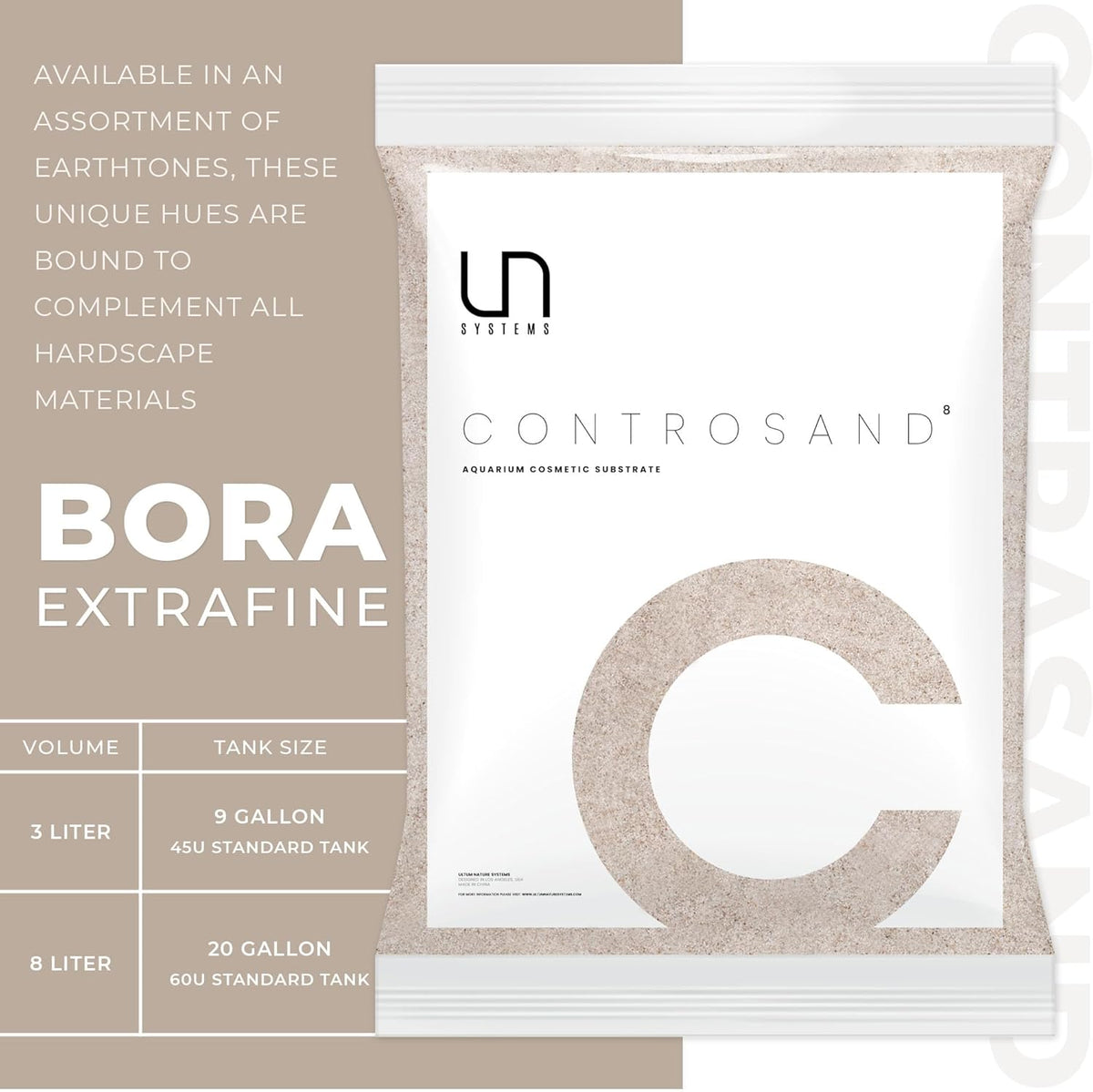 Ultum Nature Systems Controsand Bora Aquarium Sand (8L) - Freshwater Tank Substrate for Live Shrimp