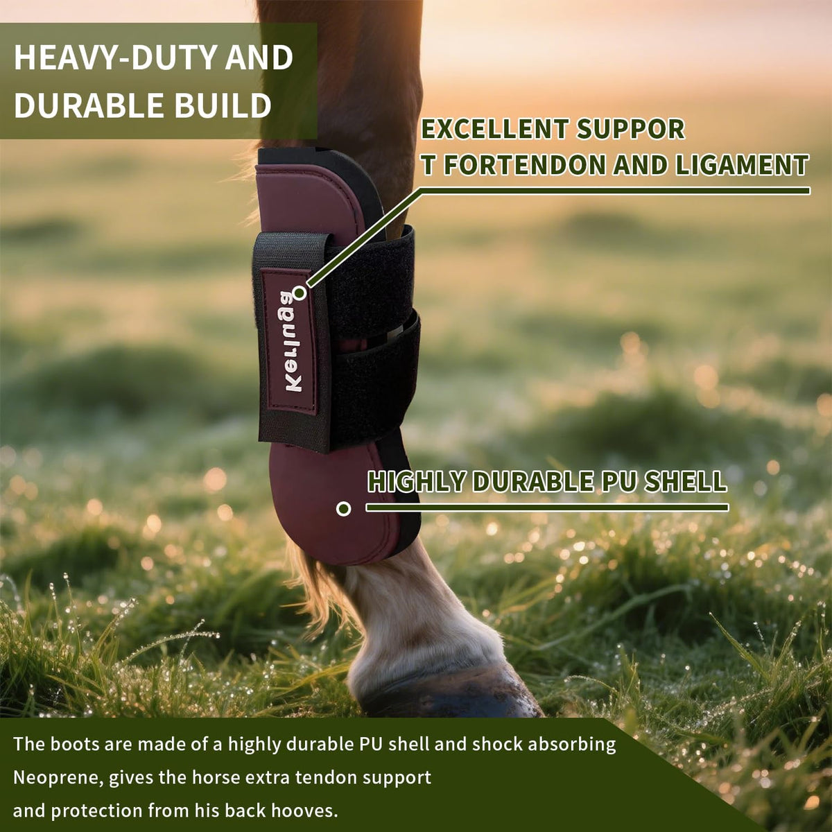 Horse Tendon Boots Set of 4 Open Front & Fetlock Boot for Horses Professional Sport Protection