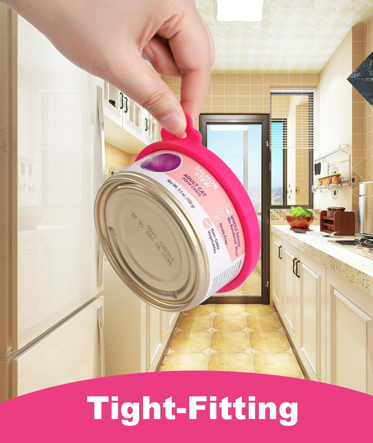 COMTIM Cat Food Can Covers Lids for 5.5 oz Cans, 2 Pack Silicone Cat Food Can Lids for 5.5 oz 5.3
