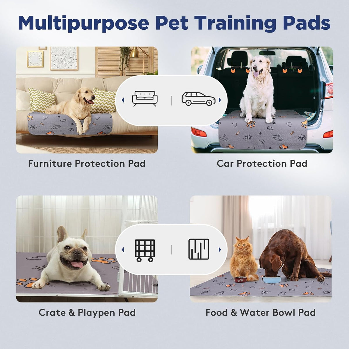 Washable Pee Pads for Dogs, 2 Pack Large 41"x41" Super Absorbent Reusable Pads for Dog Training
