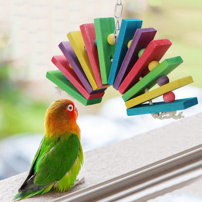 Litewoo Bird Parrot Parakeet Toys, Colorful Bite Wood Swing Toy for Small Medium Parakeet Cockatiel