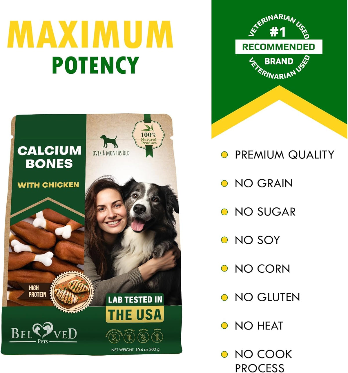 Beloved Pets Dog Treats, Calcium Bones Wrapped Chicken & Rawhide Free Chew 11Oz - Pet Healthy Dried