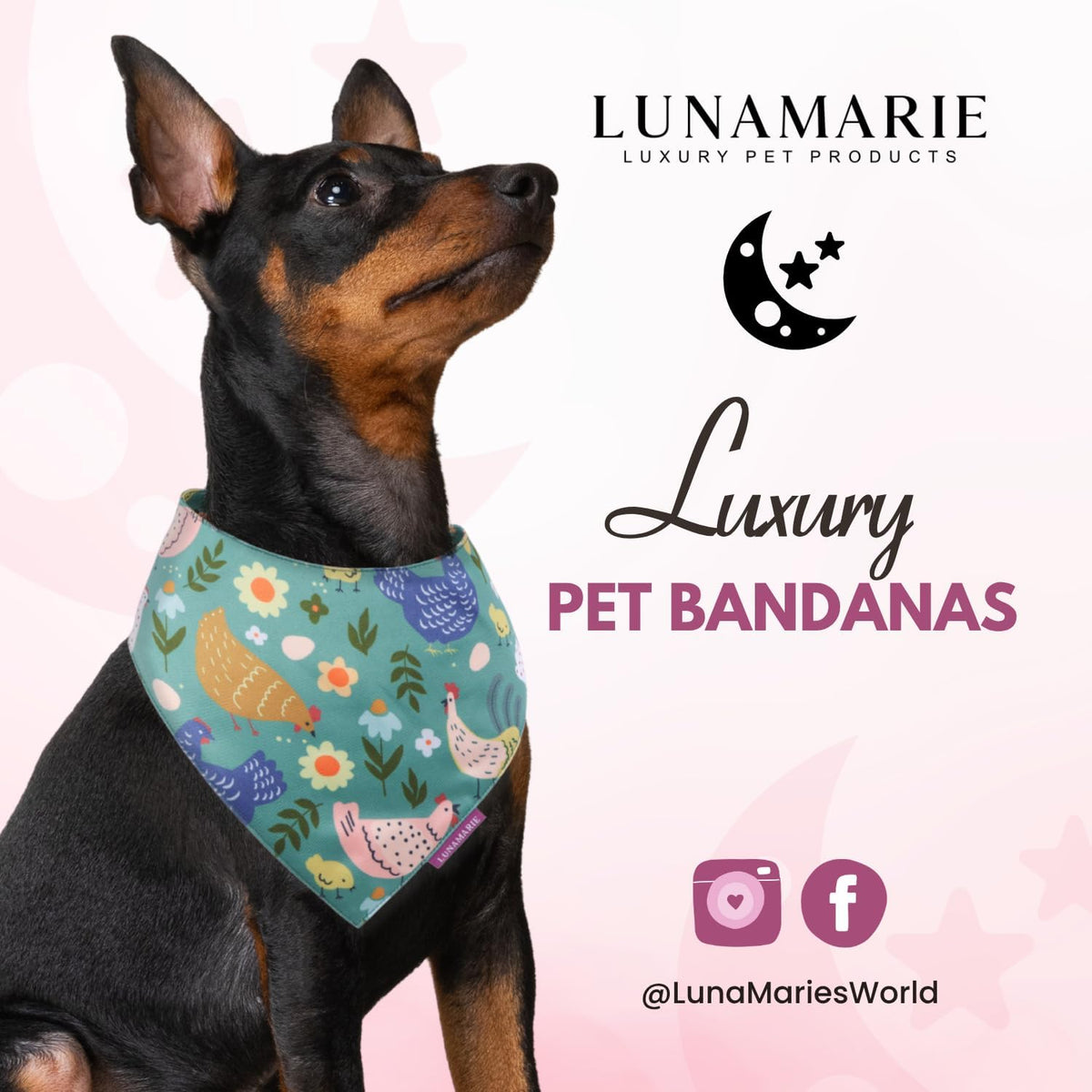 LunaMarie - Luxury Pet Birthday Bandanas -Premium & Silky Poly Fabric | 100% Handmade | Custom