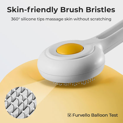Self Cleaning Slicker Cat Brush - Skin Friendly Shedding Grooming Tool for Dogs & Cats, Pet