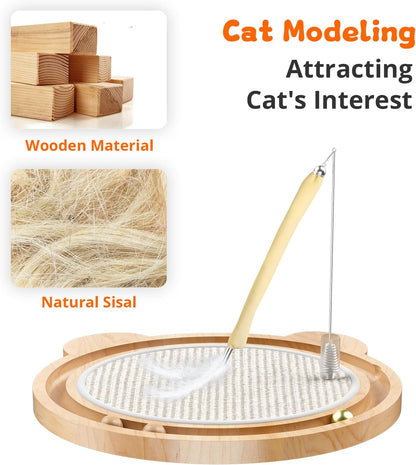 3-in-1 Cat Toys, Scratcher, Toys for Indoor Cats, Natural Sisal Scratching Board, Kitten