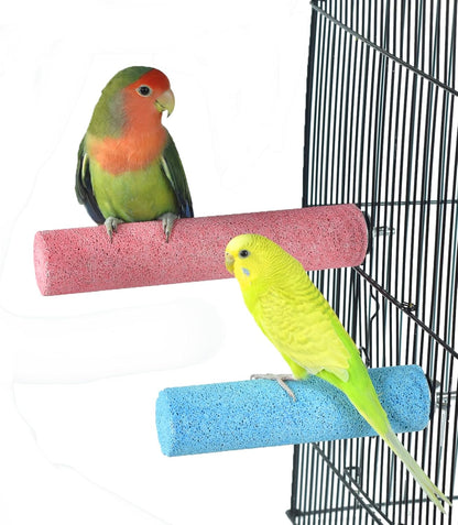 2 Pack Bird Perch Cage Stands Parrot Small Animals Beak Grinding Stone Foot Claws Trimmer Stick