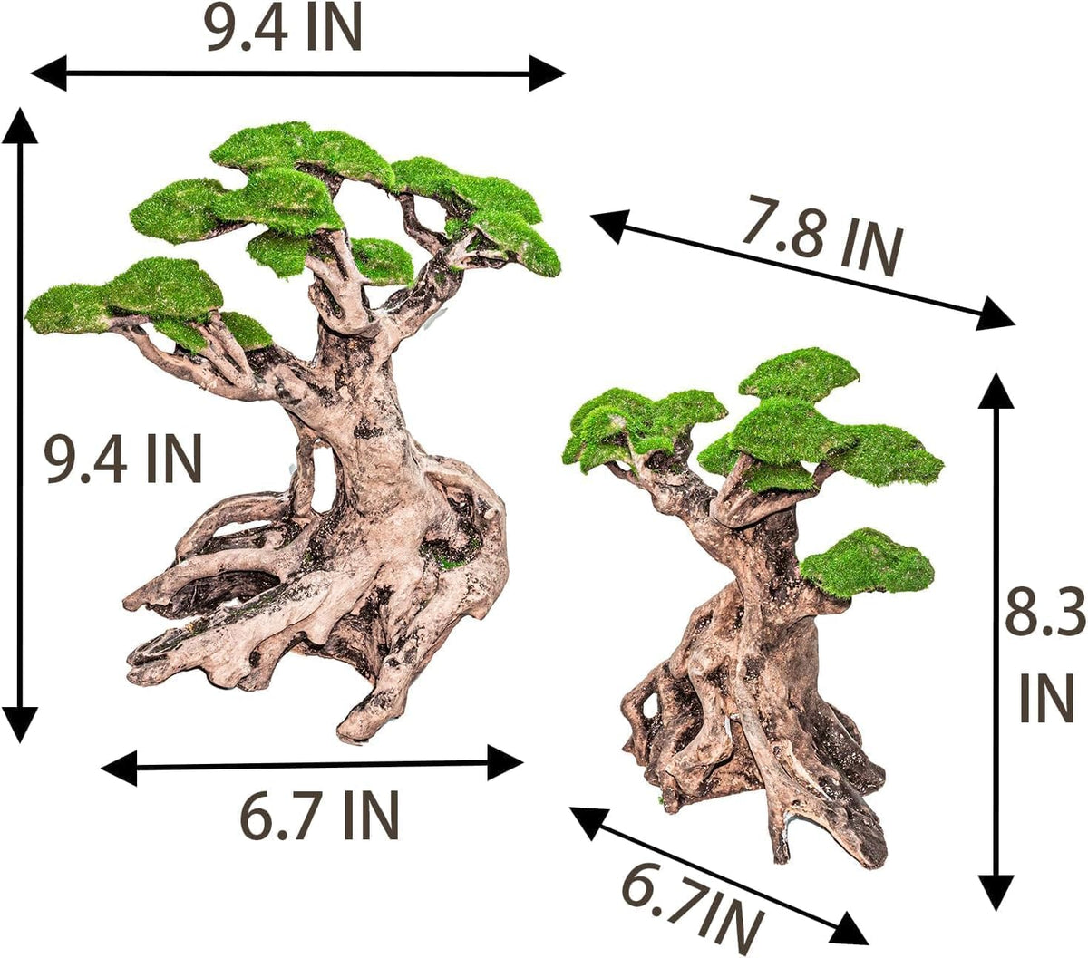 Novelsite Fish Tank Decorations - Large Bonsai Trees with Faux Moss- Aquarium Rocks Aquascaping