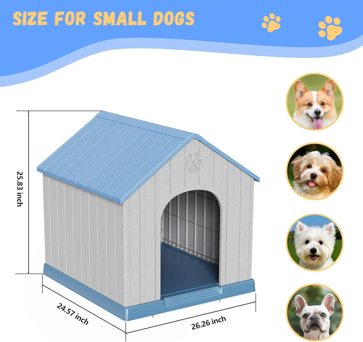 DRATO Dog Houses Resin Small Indoor Outdoor Dog Kennel for All-Weather Use Cozy Shelter for Small