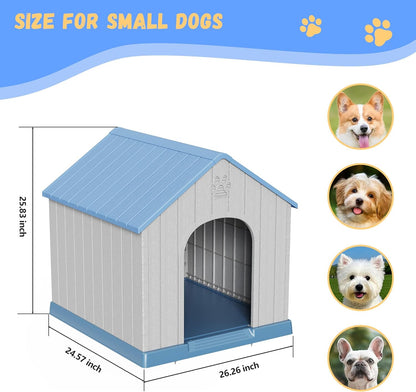 DRATO Dog Houses Resin Small Indoor Outdoor Dog Kennel for All-Weather Use Cozy Shelter for Small