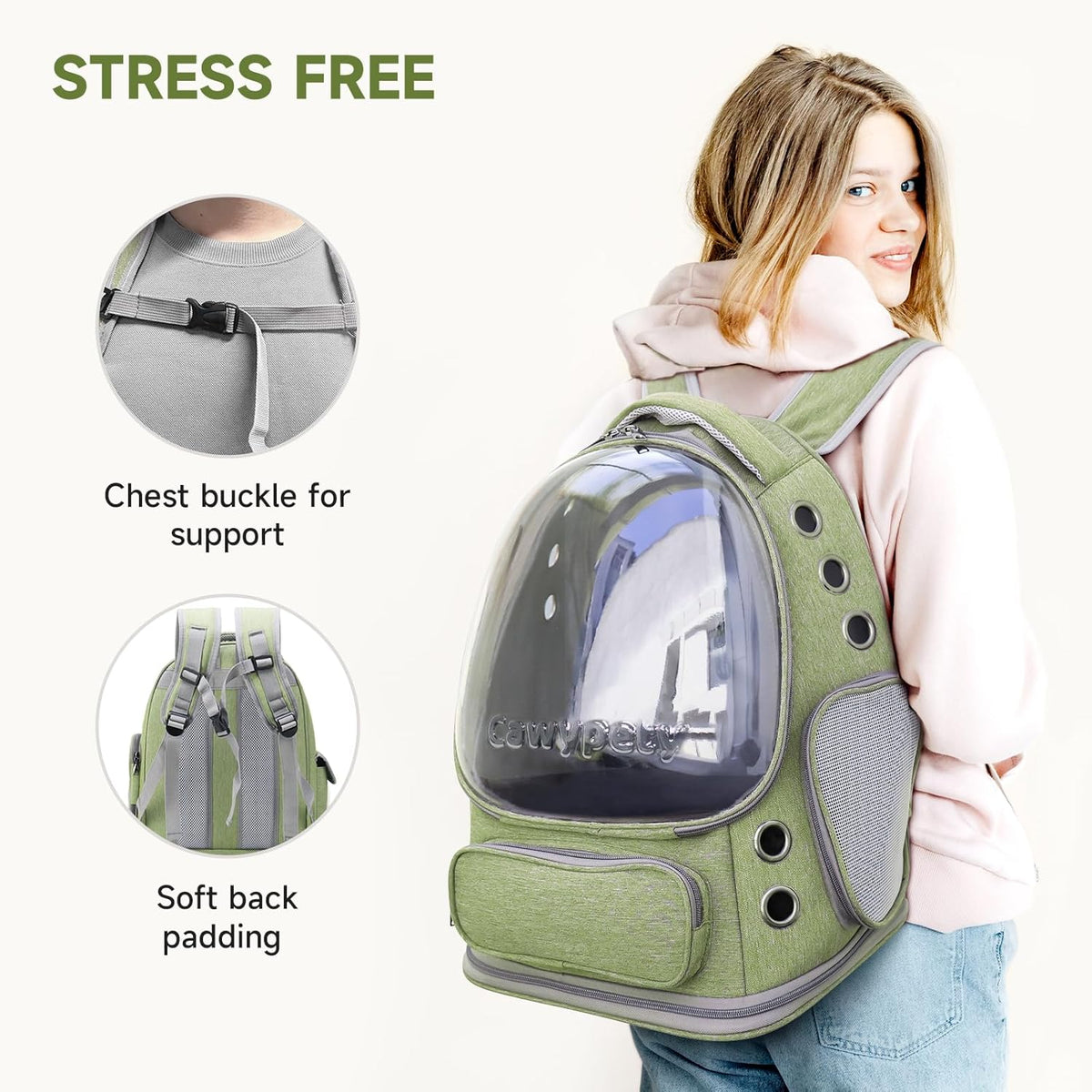 Cat Backpack Carrier, Breathable Cat Carrier Large Space Bubble Pet Backpack for Kitty Small Dog up