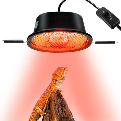 G9 Reptile Infrared Heat Lamp, Terrarium Heating Lamp Fixture with 50W UVA Low Profile Night Red