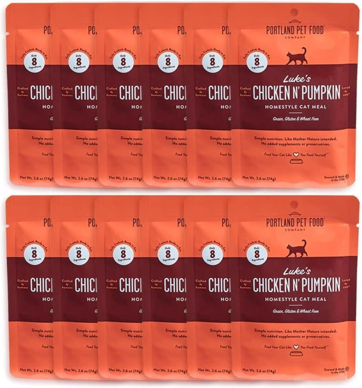 Portland Pet Food Company Human-Grade Mixed Variety Pack Wet Cat Food Pouch Luke's Chicken N'