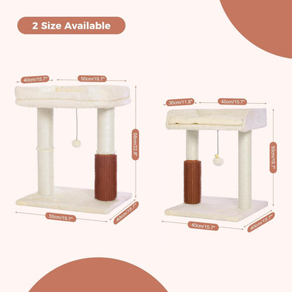 Cat Tree Tower for Large Cats Cat Scratching Post with Cat Self Groomer, 20x15.7” Wide Top Bed