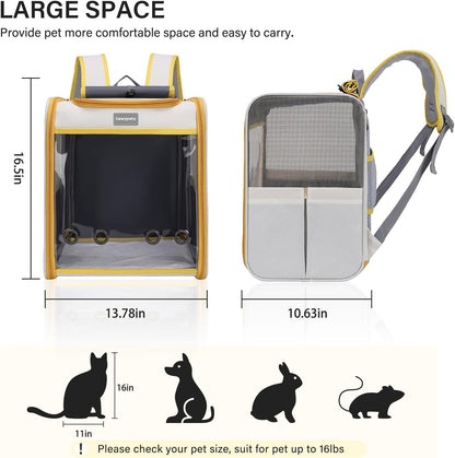 Cat Backpack Carrier, Collapsible and Breathability Cat Carrier Large for Cat Under 16 lbs, Dog and