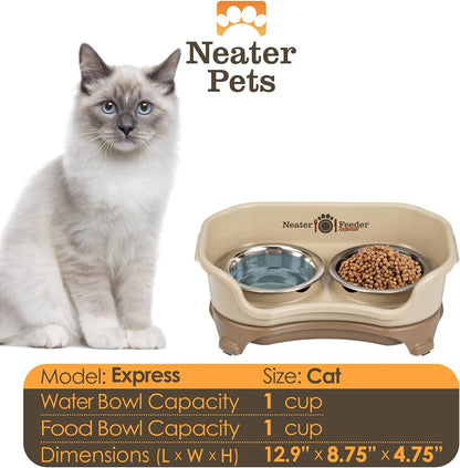 Neater Feeder Express Mess Proof Cat Bowls Elevated, No Spill Feeding Station, Stainless Steel