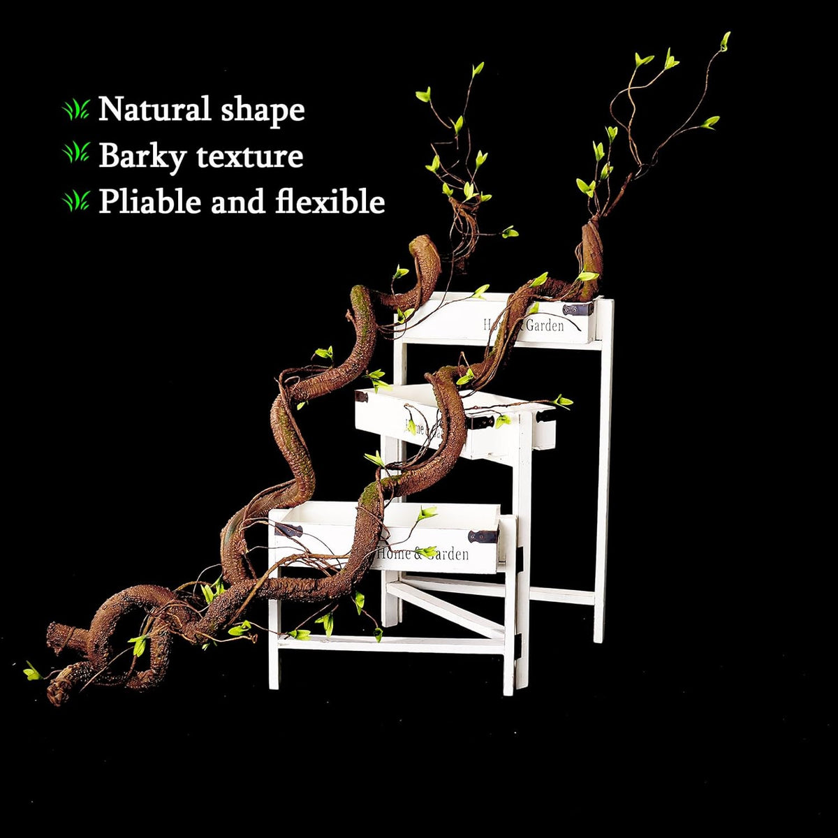 63in Bendable Thick Artificial Tree Branches Faux Wood Tree Trunk Twigs Grapevines Moss Plants