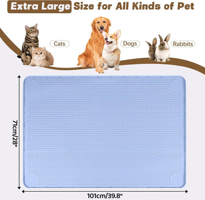 Cat Food Mat, 40" x 28" Extra Large Silicone Pet Feeding Mat with Raised Edge Pet Placemat for Food